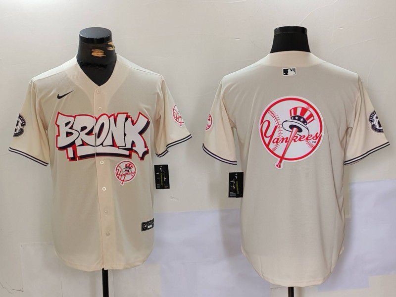 Men New York Yankees Blank Cream joint name 2024 Nike MLB Jersey style 18->new york yankees->MLB Jersey